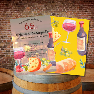 Convite Degustação de Vinho e Queijo Espanhol Diversão 65º