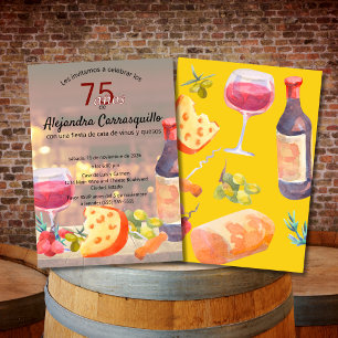 Convite Degustação de Vinho e Queijo Espanhol Diversão 75º