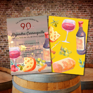 Convite Degustação de Vinho e Queijo Spanish Chic de 90 An