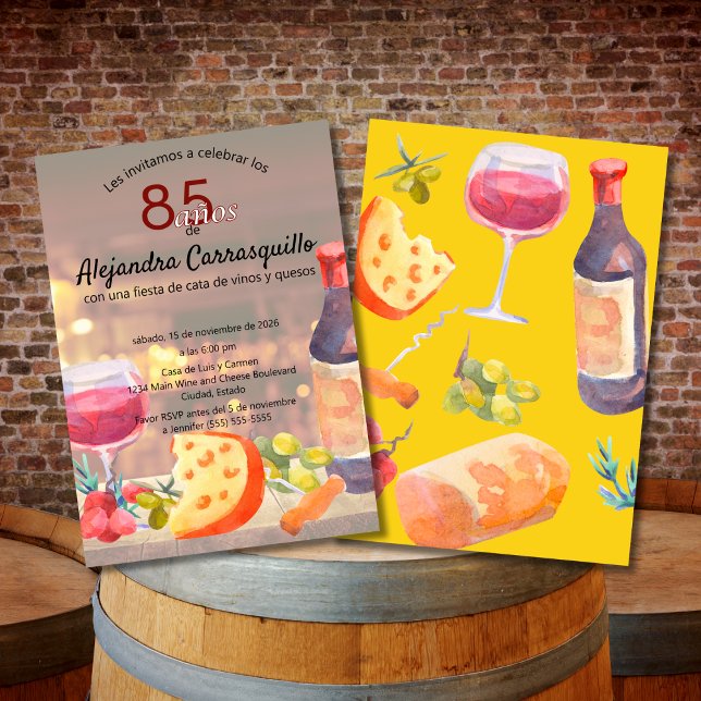 Convite Degustação de Vinho e Queijo Spanish Cool de 85 An (Criador carregado)
