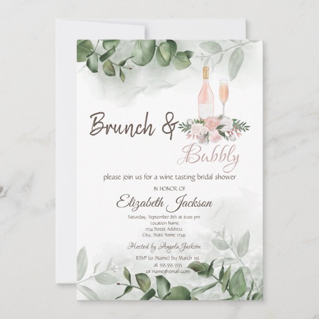 Convite Degustação de Vinho Eucalipto Verde Brunch & Espum (Frente)