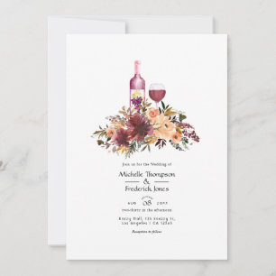 Convite Degustação de Vinho Floral Pêssego Bordo Casamento