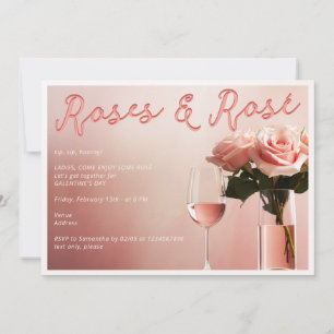 Convite Degustação de Vinho Rosé e Rosas Festa do Dia das 
