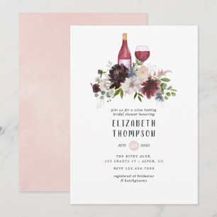 Convite Degustação de Vinho Tinto Borgonha e Rosa Bridal S