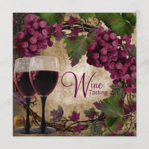 Convite Degustação de Vinho Tinto Verde Uvas Vintage do Ve