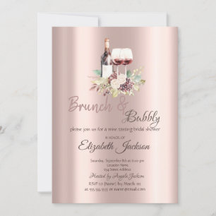 Convite Degustação de Vinho Uvas Rosa Dourado Brunch & Bol