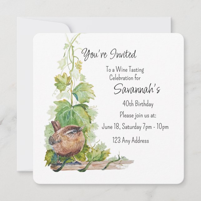 Convite Degustação de Vinhos da Vinícola Wren Bird no Aniv (Frente)