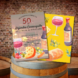 Convite Degustação Divertida de Vinho e Queijo Espanhol An