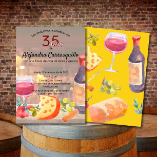 Convite Degustação Divertida de Vinho e Queijo Espanhol An
