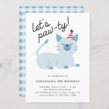 Deixa a Festa de aniversário azul de Gatinho Gatin