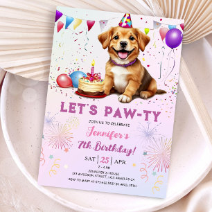 Convite Deixa a Festa de aniversário de 7 de Cachorro Pawt