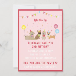 Convite Deixa Cachorros de Festa de aniversário Pawty