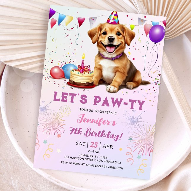 Convite Deixa uma Festa de aniversário de cachorro pawty,  (Criador carregado)