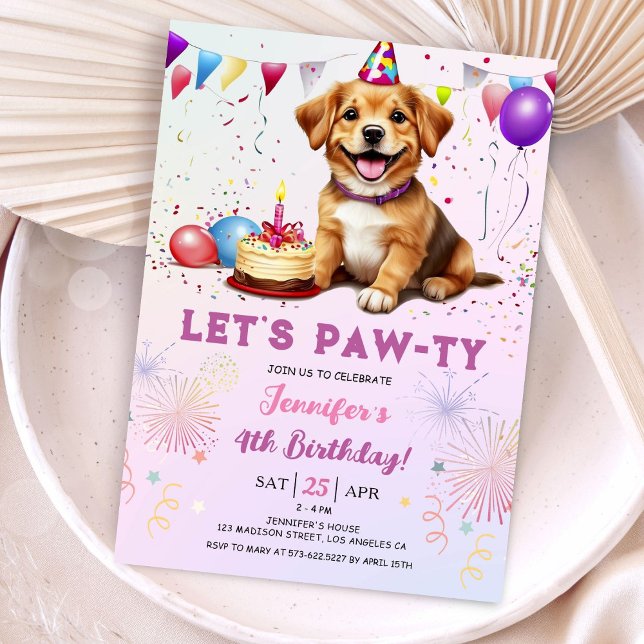 Convite Deixa uma Festa de aniversário de Cachorro Pawty,  (Criador carregado)