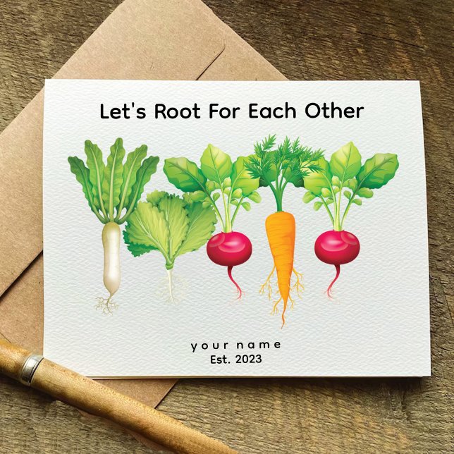 Convite Deixamos Raiz Um Para O Outro | Placa de extensão  (Lets Root For Each Other | Gardening Lover Card)