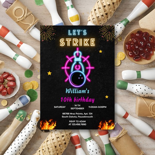 Convite Deixar Greve de Boliches esportivas azuis legal 10 (Criador carregado)