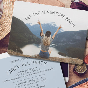 Convite Deixe a aventura começar a festa de despedida