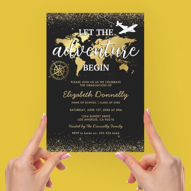 Convite Deixe A Aventura Começar A Festa de formatura (Criador carregado)