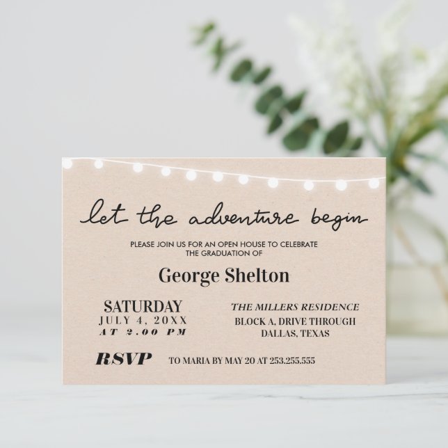 Convite Deixe A Aventura Começar A Formando O Partido Invi (Em pé/Frente)