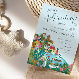 Convite deixe a aventura começar festa de baby shower de m
