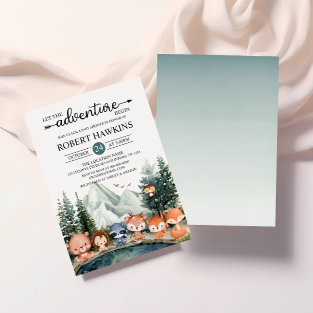 Convite Deixe A Aventura Começar O Chá de fraldas Do Woodl (Criador carregado)