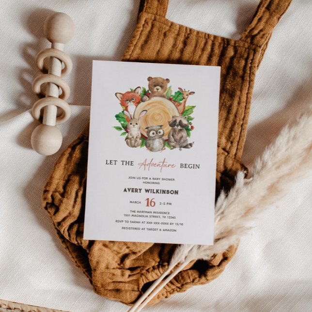 Convite Deixe A Aventura Começar O Chá de fraldas Do Woodl (Criador carregado)