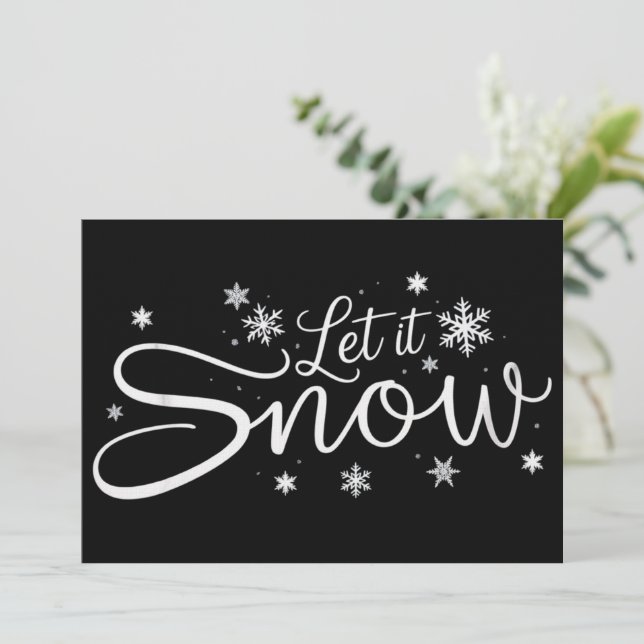 Convite Deixe Cair a Neve Amante Floco de Neve Feriado Nat (Em pé/Frente)