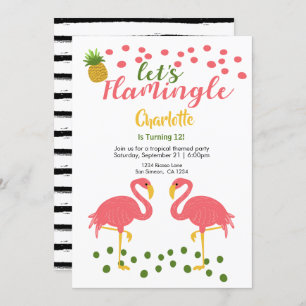 Convite Deixe Flamingle Tropical Rosa Flamingo Aniversário