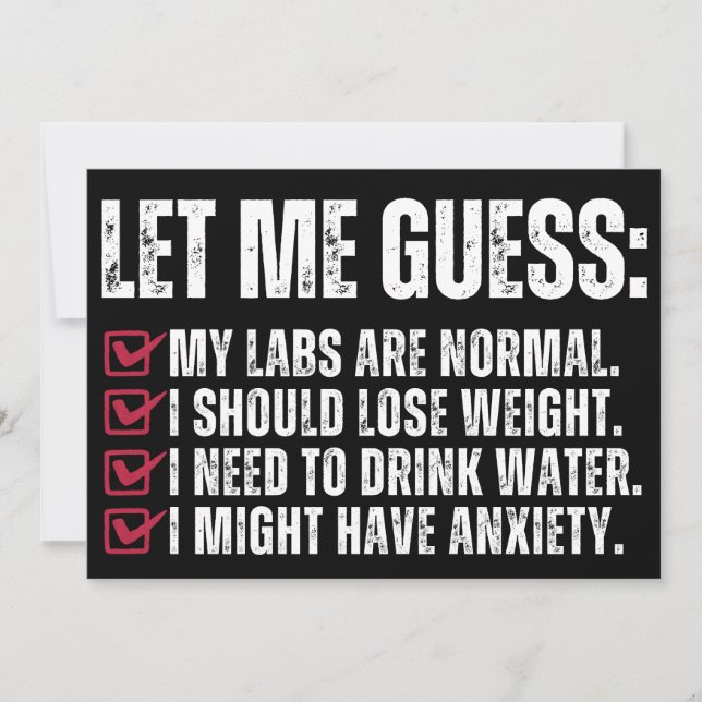 Convite deixe-me adivinhar que meus laboratórios são norma (Frente)