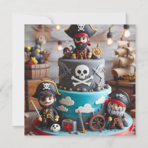 CONVITE DEIXE-ME MADEIRA PIRATAS TEMIDO BOLO DE ANIVERSÁRI