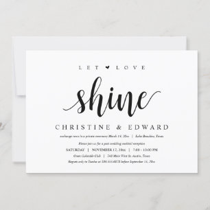 Convite Deixe o Amor Brilhar, Casamento Moderno Pós-Elopem