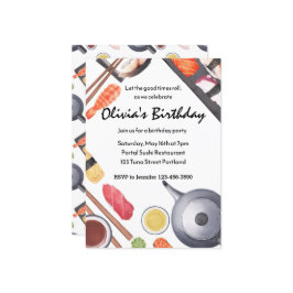 Convite Deixe o Bons Times Roll Sushi Party Aniversário