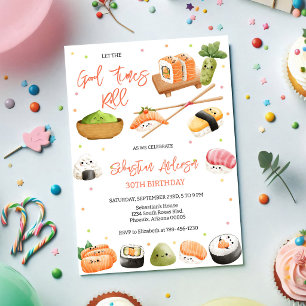 Convite Deixe os Bons Momentos Rolar Sushi Festa Aniversár
