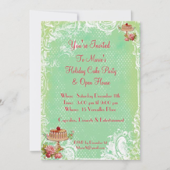 Convite Deixe-Os Comer Festa De Bolo (Frente)