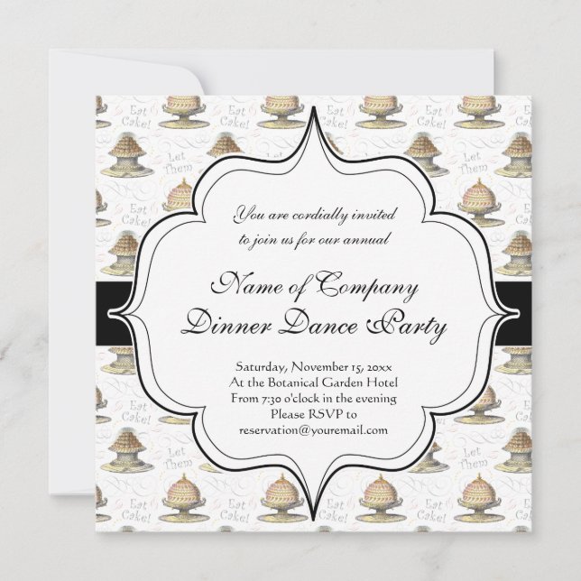 Convite Deixe-os comer franceses Marie Antoinette do (Frente)