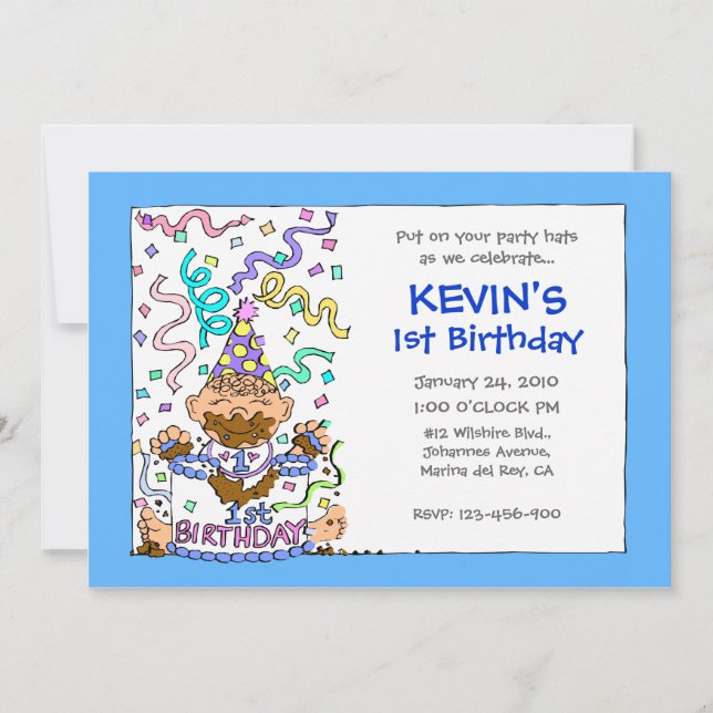 Convite Deixe-os comer o bolo - primeiro aniversario para (Frente)