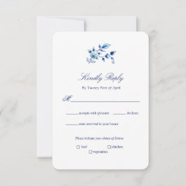 Convite Delft Blue and White Floral Weding