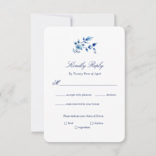 Convite Delft Blue and White Floral Weding