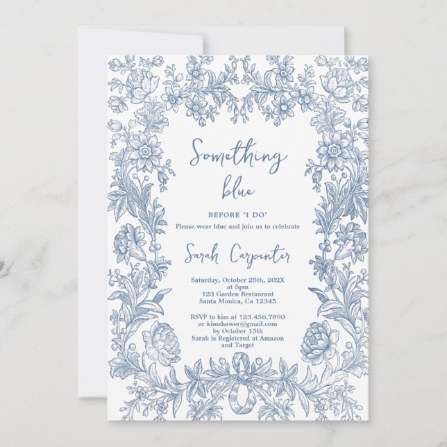 Convite Delft Blue Chinoiserie Chá de panela (Frente)