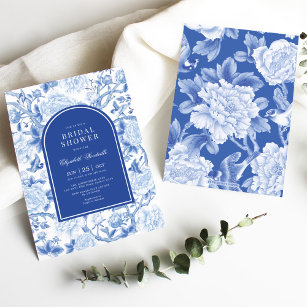 Convite Delft Blue Chinoiserie Chá de panela Floral