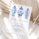 Convite Delft Blue Chinoiserie Ginger Jar 50º Aniversário<br><div class="desc">Belo design de inspiração chinesa,  com elegantes frascos de gengibre de porcelana,  azuis e brancos</div>
