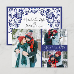 Convite Delfts Blauw   Fotos de Save The Date em Azul de D