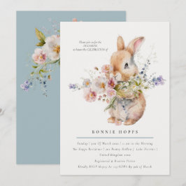 Convite Delicado Buquê Floral de Coelhinho da Primavera