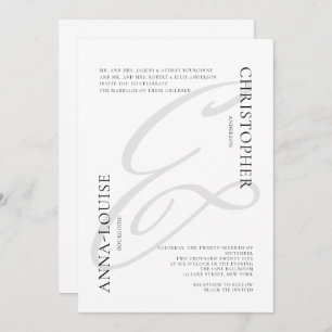 Convite Delicado Caligrafia Formal Casamento Ampersand