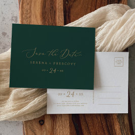 Convite Delicado Cartão Postal de Save the Date em Dourado