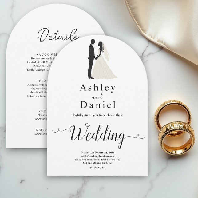 Convite Delicado Casamento Romântico Simples Preto E Branc (Criador carregado)