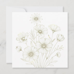 Convite Delicado Cosmos Buquê Linha Arte Graça