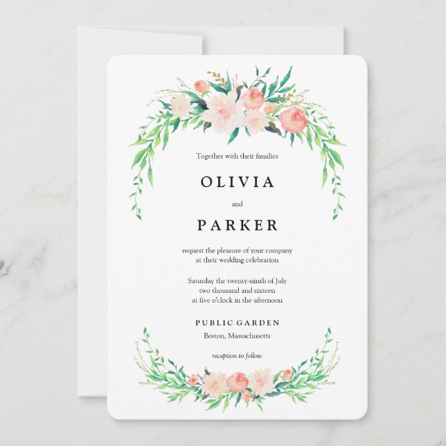 Convite Delicado de Casamento de Buquês (Frente)