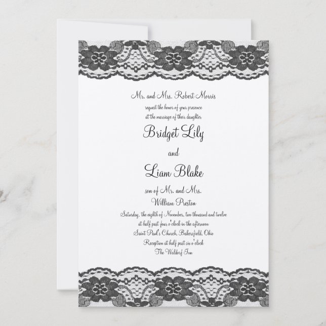 Convite Delicado e Casamento Lacy - champanhe (Frente)