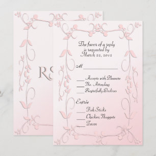 Convite Delicado RSVP Rosa com Prato Principal à Escolha